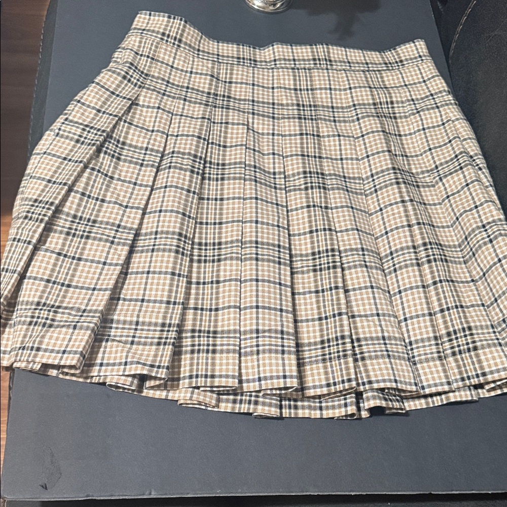 Bagatelle Checkered Skater Skirt in Black and Cream